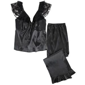 CTM Women's Plus Size Sleek Satin Pajama Set